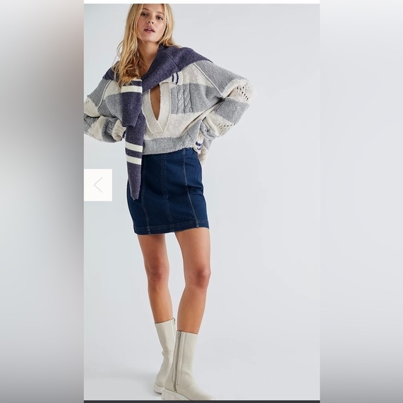 NWOT Free People Blue Mini Skirt - Picture 1 of 9